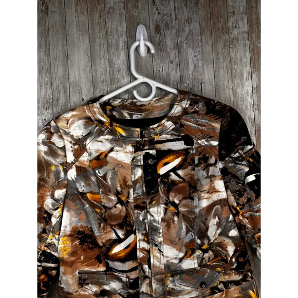 Coldwater Creek Jacket Womens P12 Brown Black Print Full Zip Round Neck Pocket‎ - Picture 3 of 6